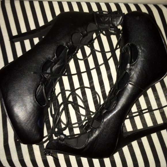 Corset Lace Up Platform Heels