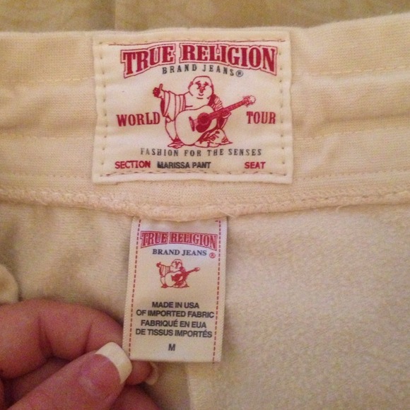 creame colored true religion sweat/yoga pants