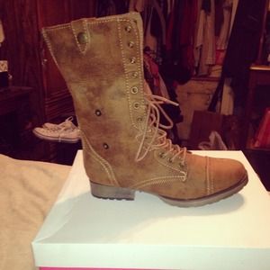 brown combat boots