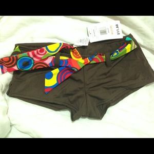 Brown boy short swim bottoms