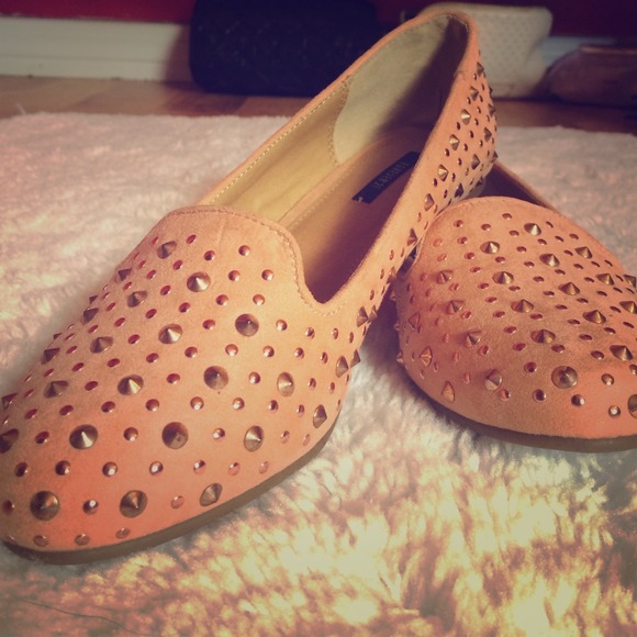 Pink studded forever 21 slip ons