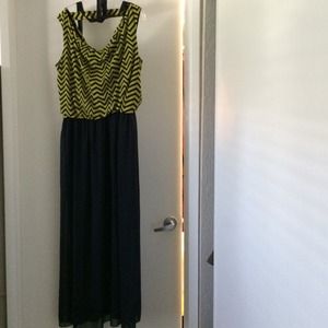 Navy blue and green dress