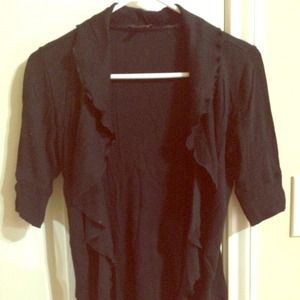 Black open ruffles cardigan