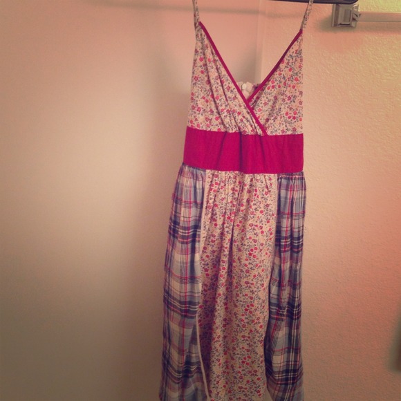 Floral and Plaid Summer Dress