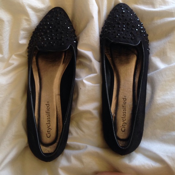 Black spiked flats
