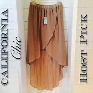 NWT!! Asymmetric sheer moca skirt