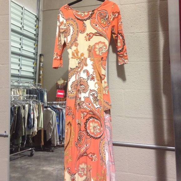 Orange long paisley dress.❤️