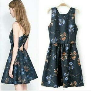 Zara Printed Dress with Crossover Back ( NWOT )