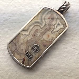 David Yurman XL Dog Tag Tiger Eye Sterling Silver