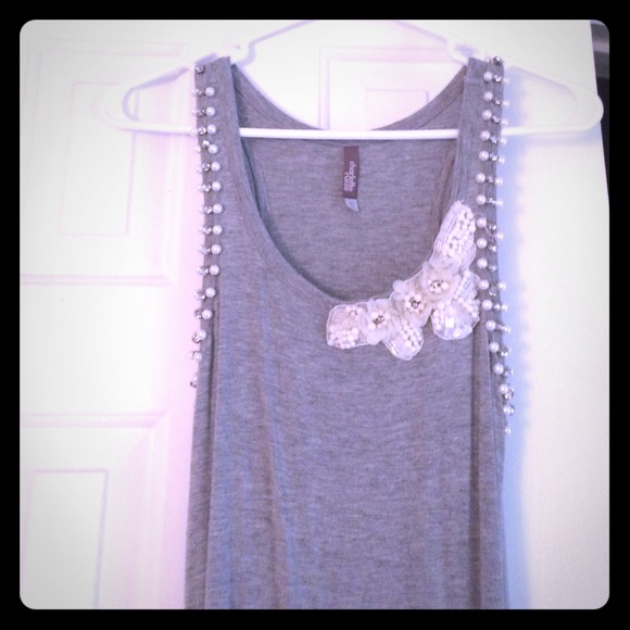 Gray Tank with embellishment