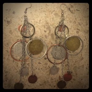 Steam punk copper metals dangle earrings