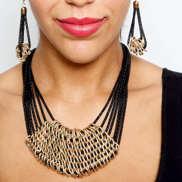 Gold on Black Mesh Set