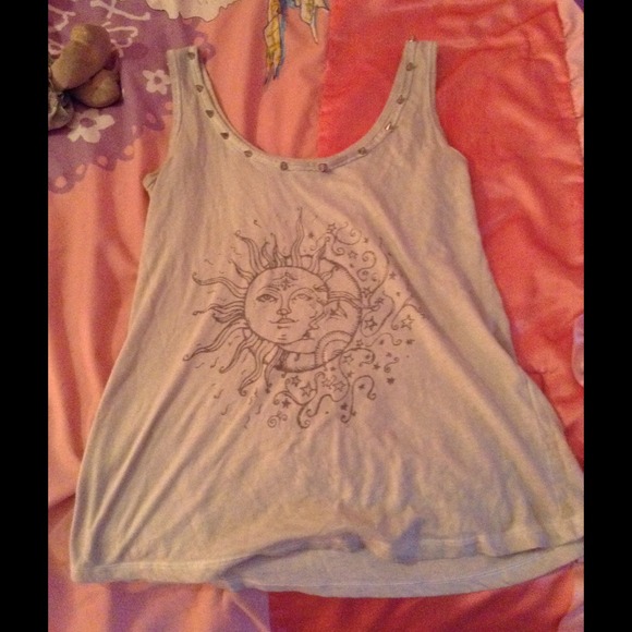 Studded moon and sun tank top