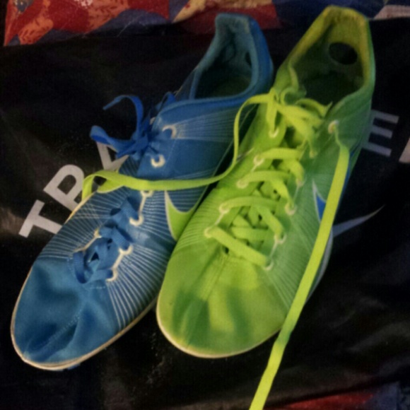 Blue and green Track and Field Spikes/Running shoe