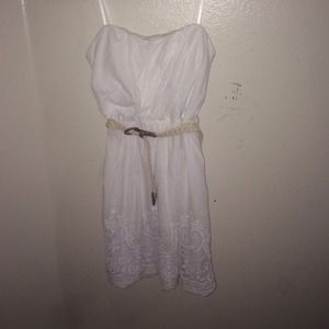 white strapless dress