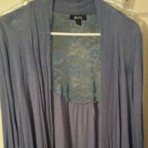 Blue lace open front cardigan