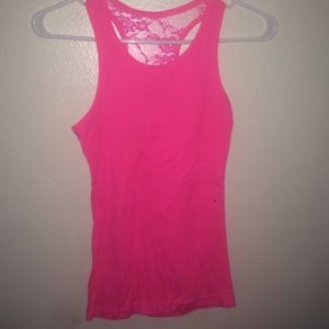 bright pink tank top