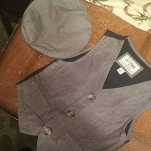 A vest and matching jeff cap hat for toddler boy