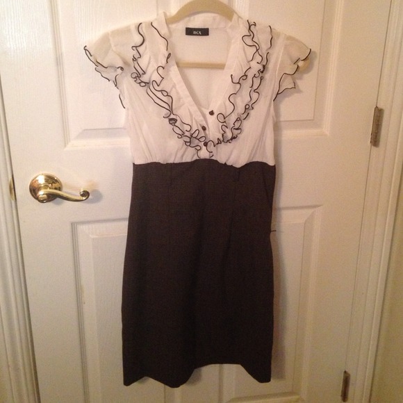 Brown and White Work Dress