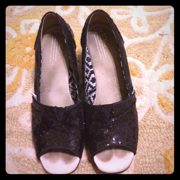Black sequin TOMS