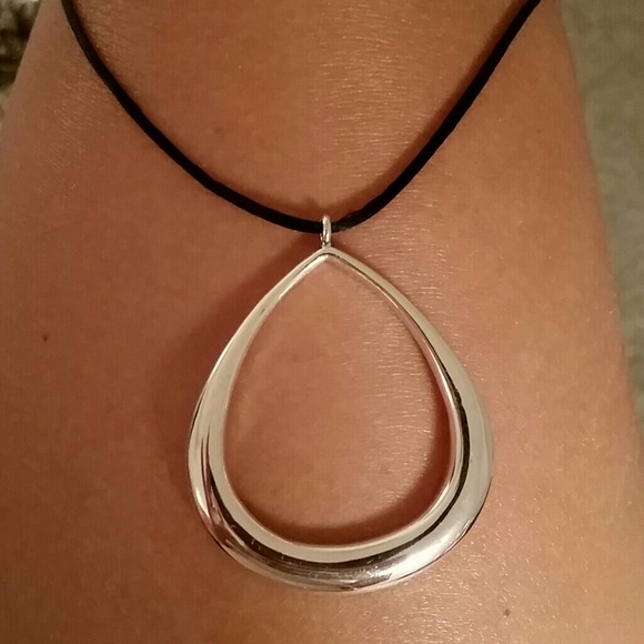 Silver and silk necklace