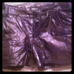 Guess leather shorts. Crinkle material.