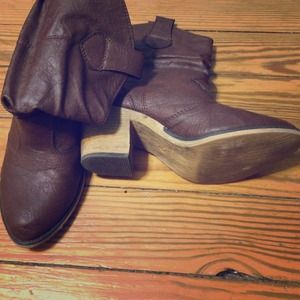 Brown and Tan Ankle Cowgirl Boots