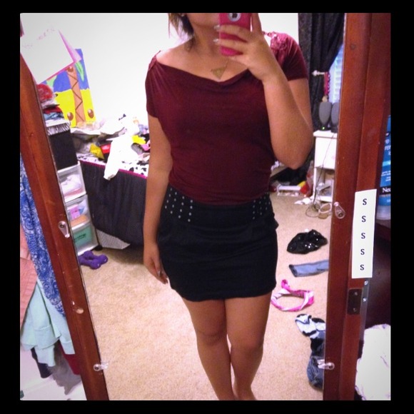 Black mini skirt.