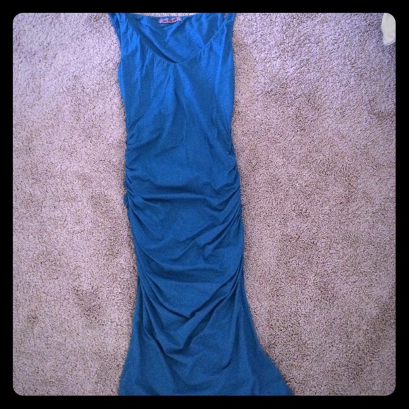 Velvet Blue Bodycon Dress Petite