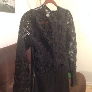 Zara Dresses - **ZARA black faux leather/crochet mini dress Zara Dresses - **ZARA black faux leather/crochet mini dress