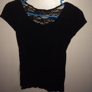 black shirt with lace back