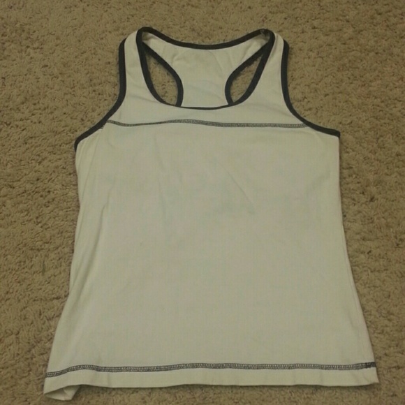 White and navy blue workout top