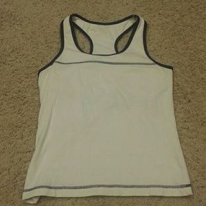 White and navy blue workout top
