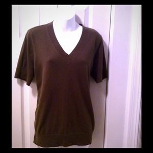 Olive green short sleeve vneck sweater.
