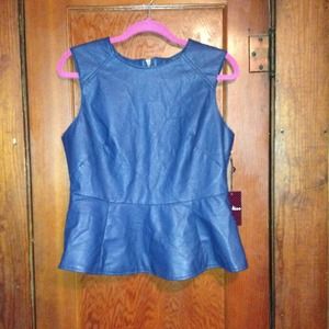 SOLD - Faux Leather Peplum Top