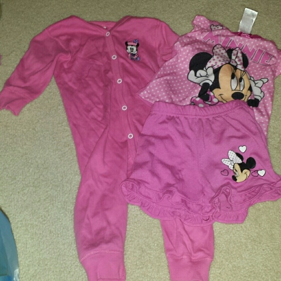 Set of 2 minnie mouse baby girl pajamas