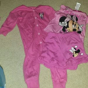 Set of 2 minnie mouse baby girl pajamas