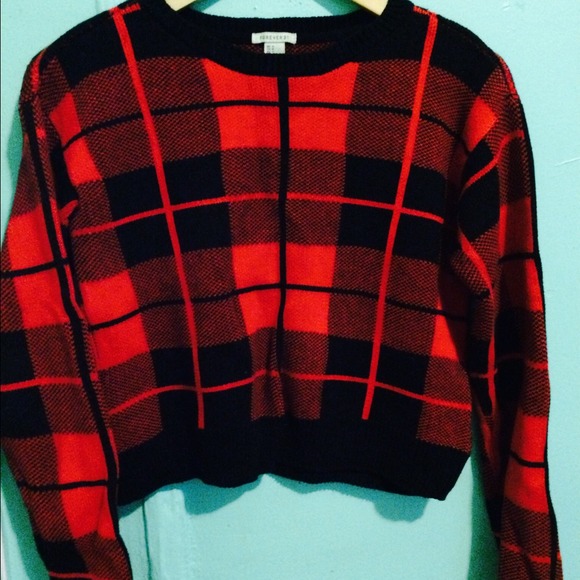 Cropped plaid sweater size small