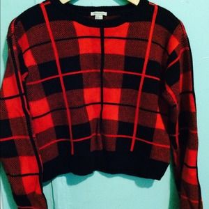 Cropped plaid sweater size small