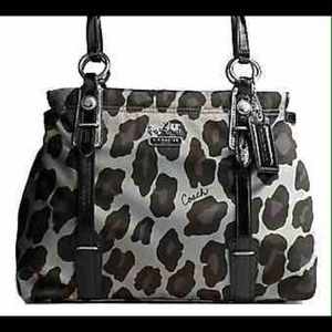 Black and grey leopard print Coach purse