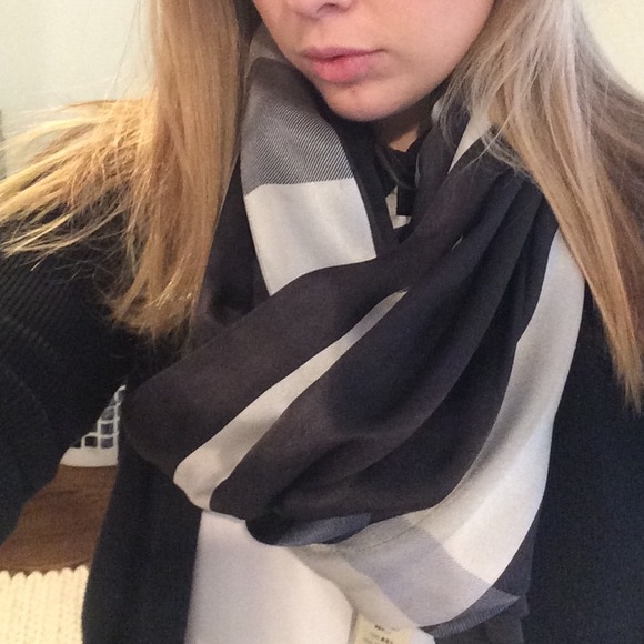 Burberry Black and White Silk Scarf