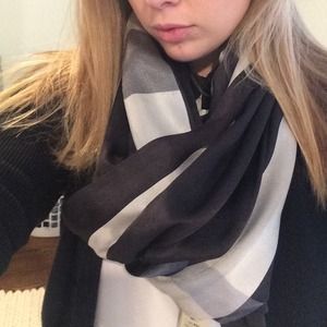 Burberry Black and White Silk Scarf