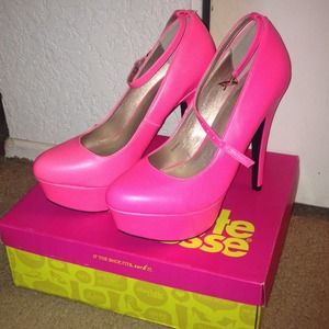 hot pink ankle strap heels