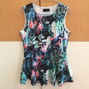 H&M watercolor print peplum top