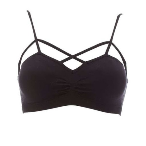 Black caged strappy bralettes
