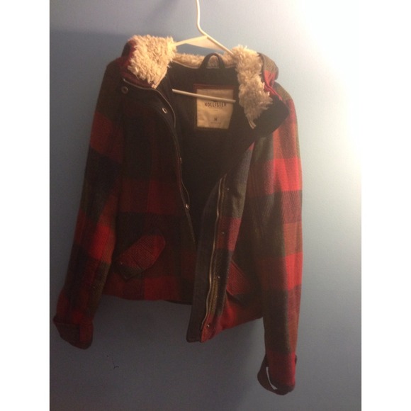 Hollister Plaid Quilted Coat with Hood