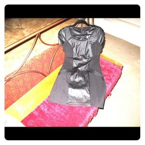 New Black color block faux leather dress.