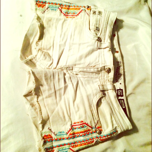 White miss me shorts