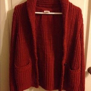 burnt orange thick cardigan