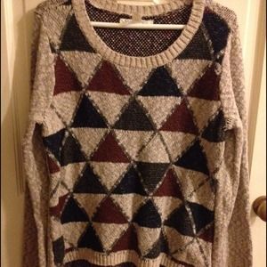 billabong patterned high low sweater